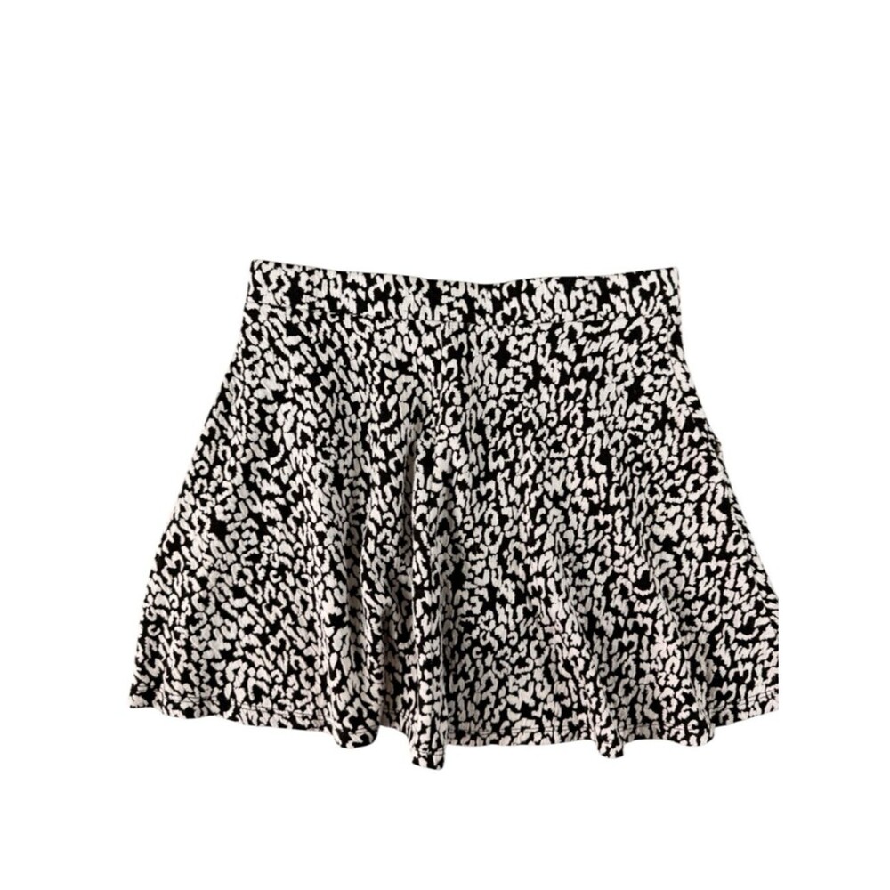 Iris Los Angeles Black White Animal Print Mini Skirt Size Large Flowy Skater